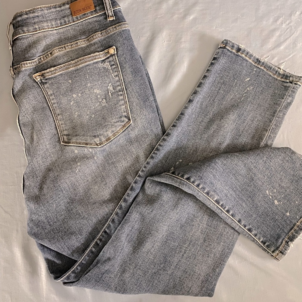 Size 18W Judy Blue Boyfriend Bleach Splatter Distressed